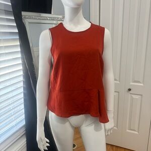 BCBGMaxAzria Rust Red Sleeveless Peplum Tank